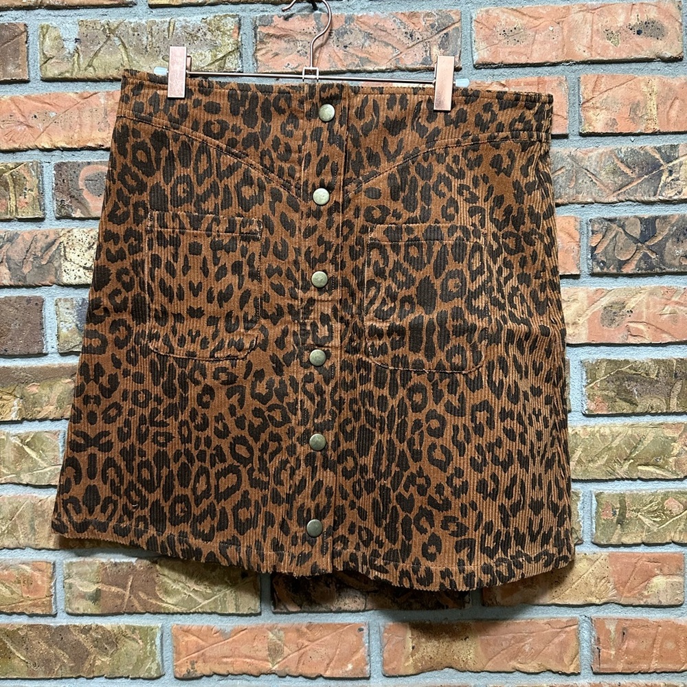 Leopard Corduroy Skirt